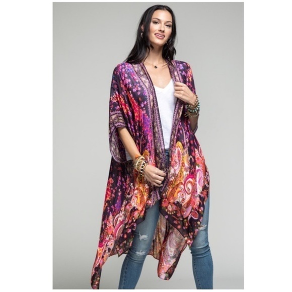 Morpheus Ditsy Floral & Paisley Print Kimono Cardigan - Picture 2 of 3